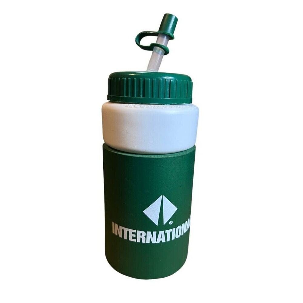 IH International Harvester Green Koozie Covered Insulated Plastic Water Bottle S